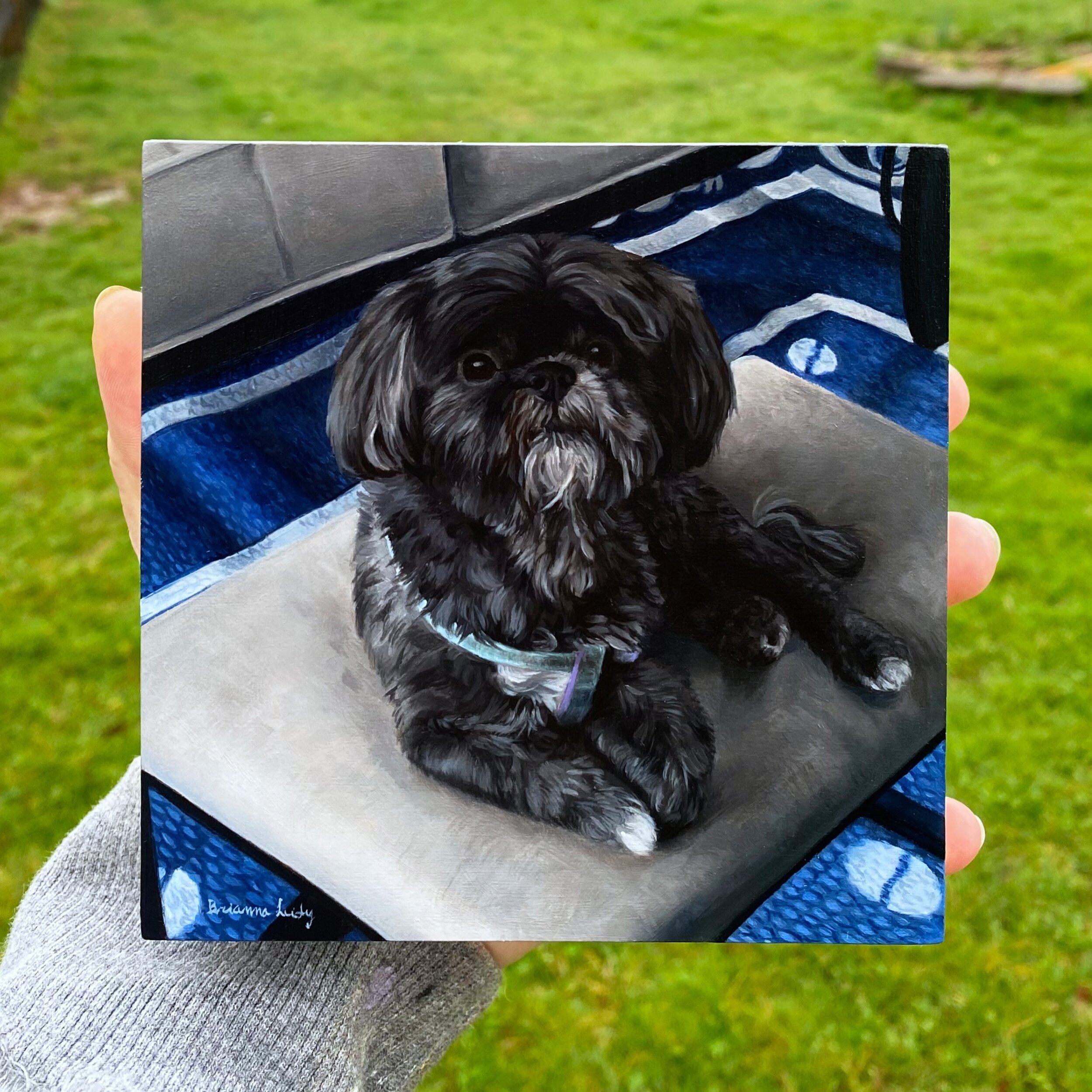 My tiny painting of a tiny girl&mdash; Bailey the Shih Tzu 💙 Commissioned oil painting on wooden panel, 5&rdquo;x5&rdquo;
-
-
-
#shihtzudog #blackshihtzu #shihtzucommunity #dogpainting #dogartist #dogartwork #oilonwood #commissionpainting