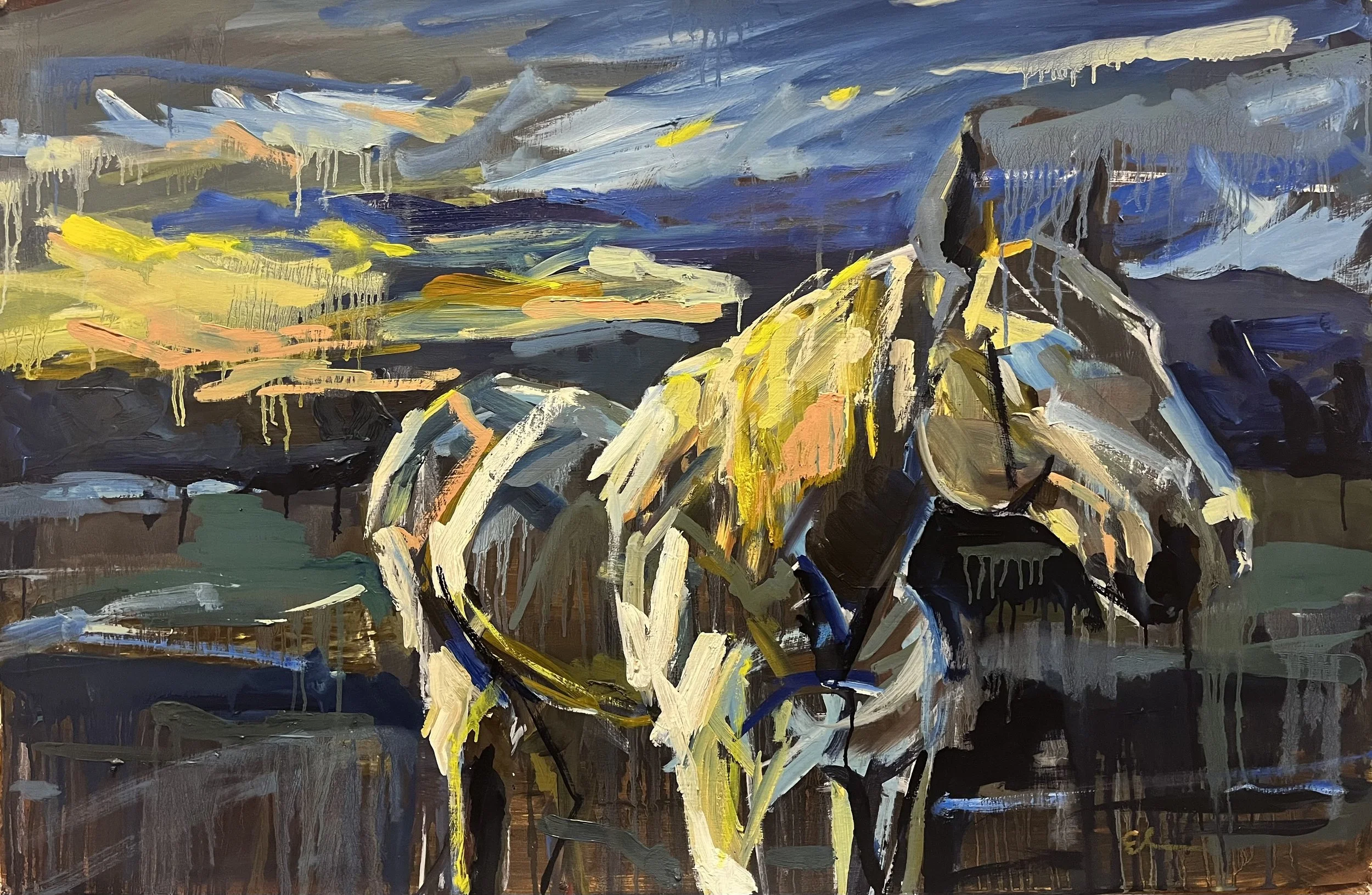 "Dad's Porsche", 2022 Oil on Lenox, 26" x40",