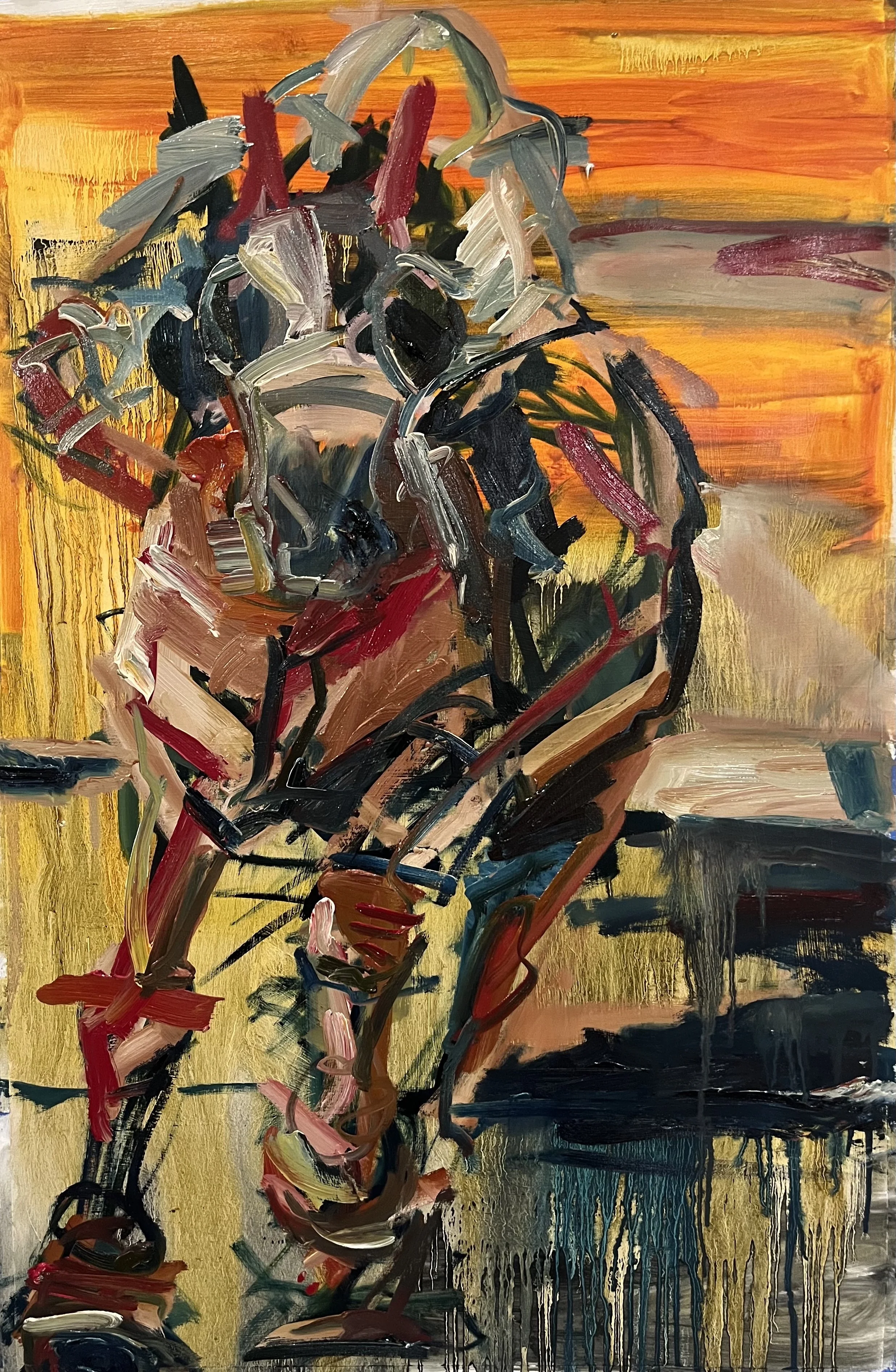 "Racer 1", 2025, Oil on Lenox, 26" x40",
