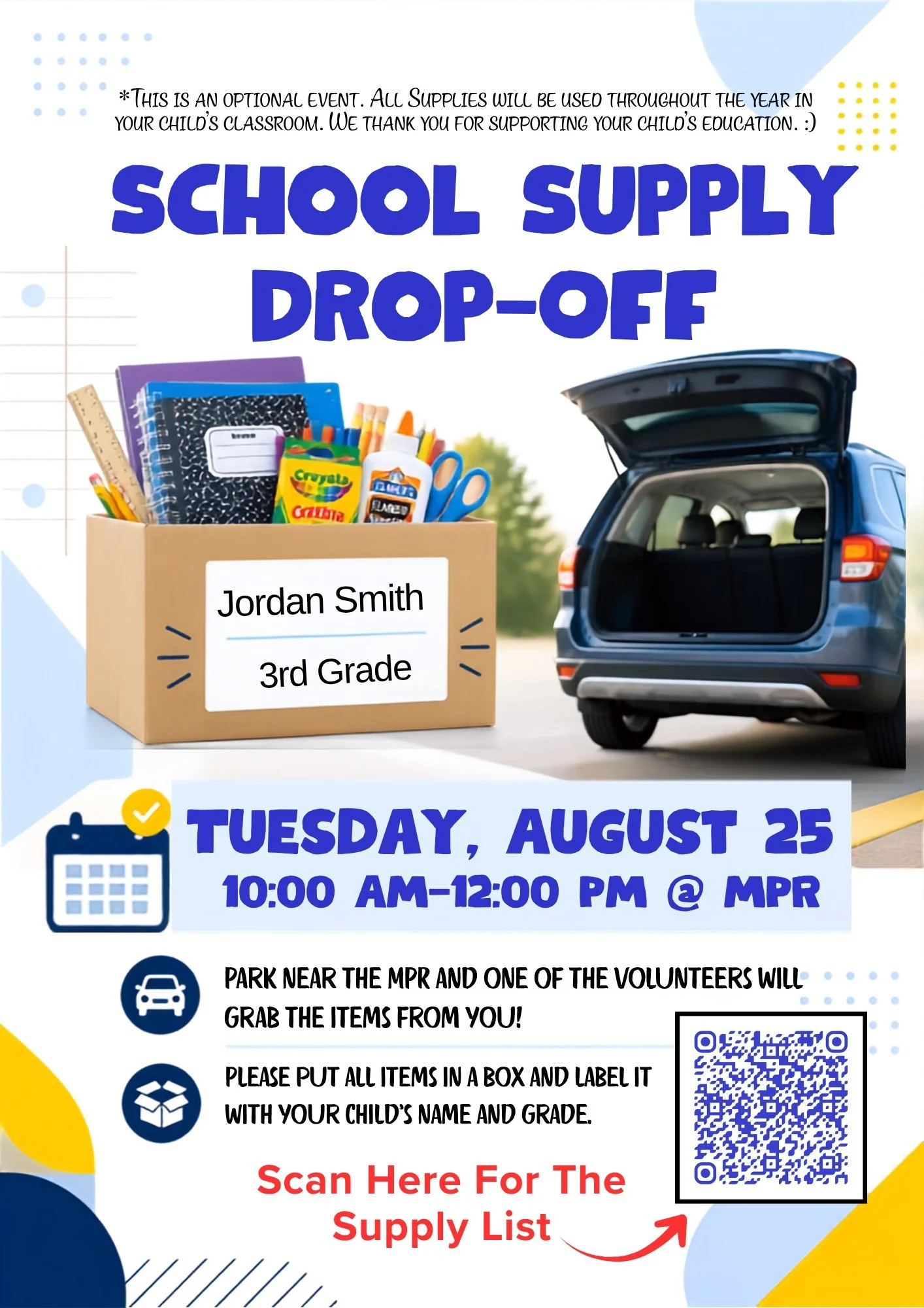 School Supply Drop-Off
