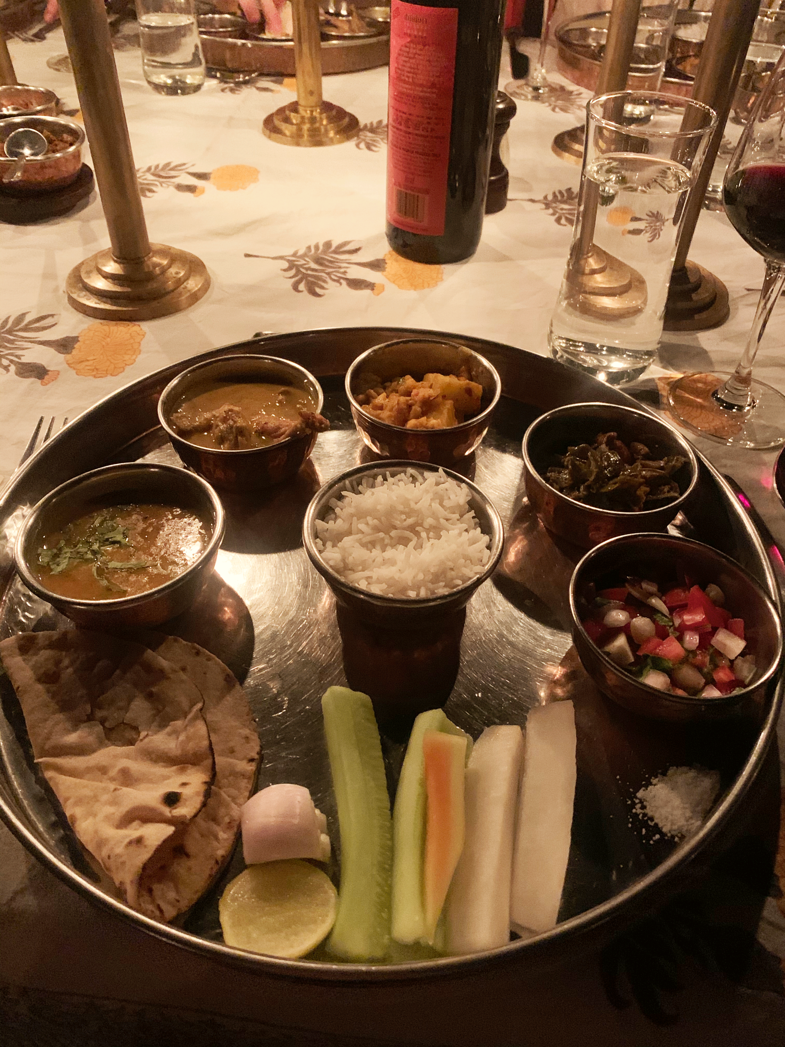 Enjoying a traditional Thaali dinner at the fort.