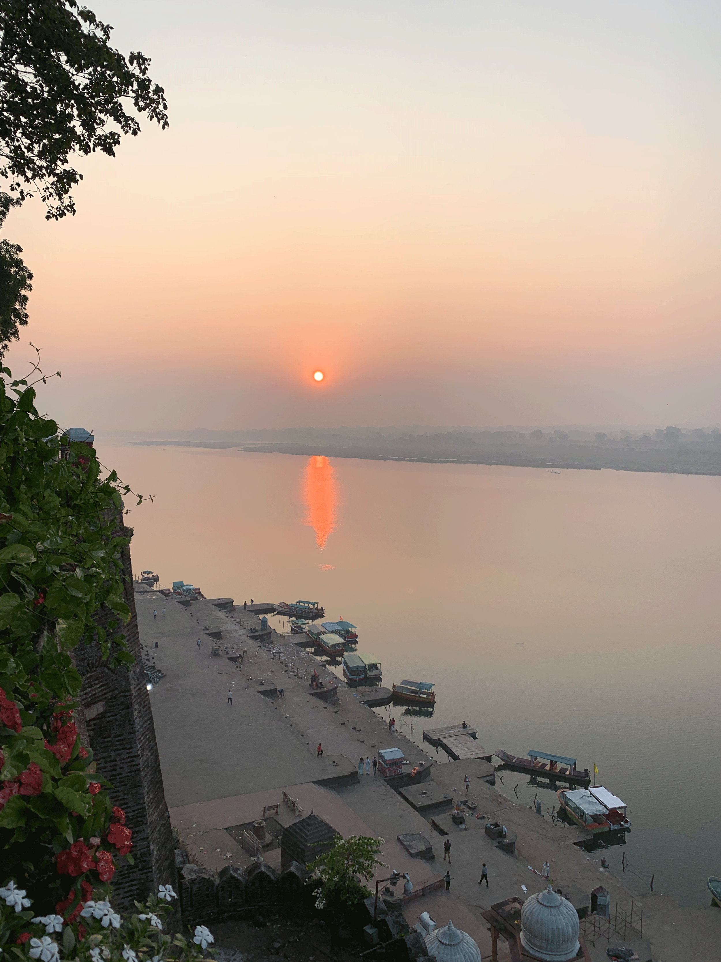 Sunrise overlooking the sacred Narmada river.