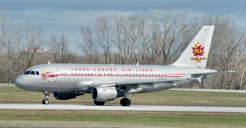 Air Canada's Retro Airbus A220-300 with the "Trans-Canada Air Lines livery (C-GNBN)