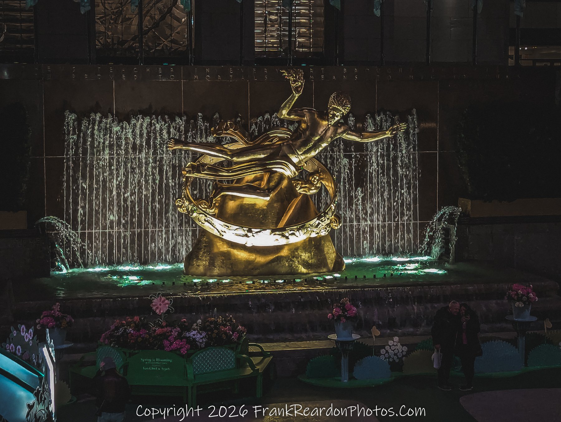 "Prometheus in Gold: Rockefeller Fountain at Night”