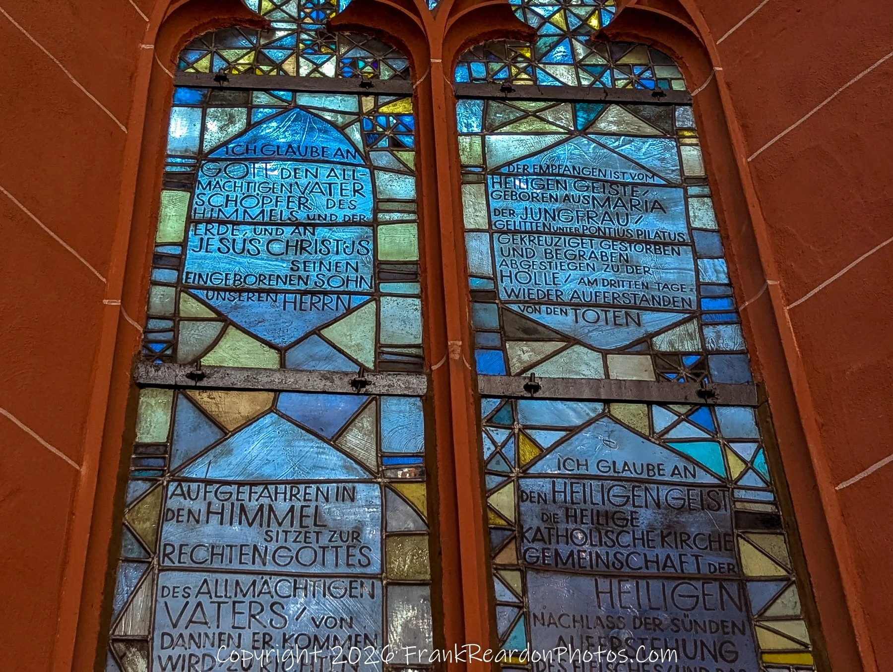 Stained Glass with German Creed Text
“Words in Light – Faith Through Glass”