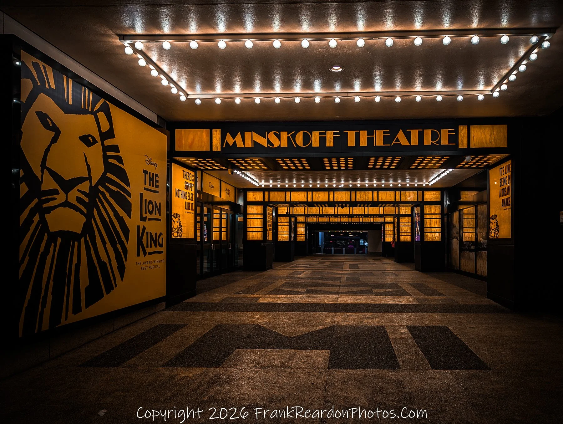 “Minskoff Theatre Entrance: Golden Passage to the Stage”