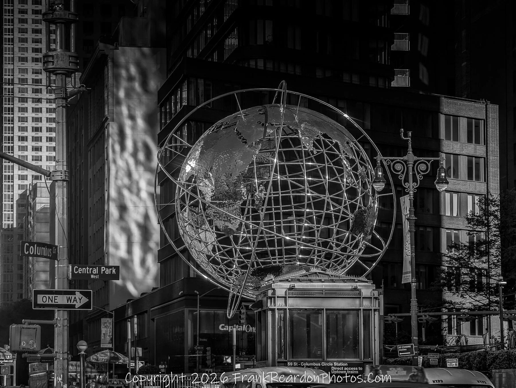 "Global Lines: Columbus Circle in Monochrome”