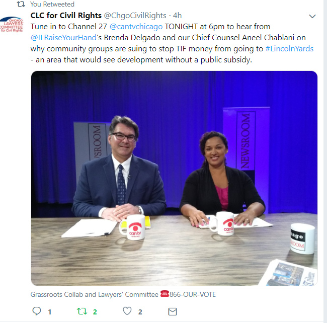 Grassroots Collaborative and Raise Your Hand for Illinois Public Education File Lawsuit Against City of Chicago over Cortland Chicago River TIF for Lincoln Yards Development