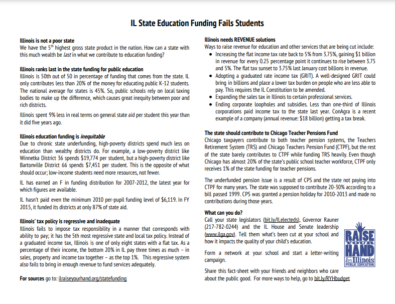 State budget deadline is this Thursday- let’s keep pushing for fair funding for CPS and for a budget for IL families! | 6.28.16