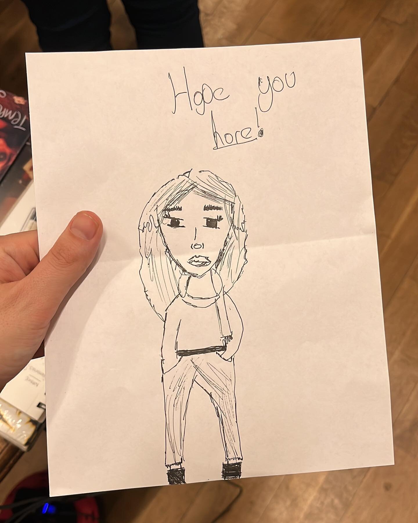 I will never receive a more seminal piece of artwork!!! Give it up for 10 year old Ellen from Wales !!!!!! She is my 👸🏽 queen. I&rsquo;m thrilled to be bopping around the UK some more&mdash; come say hi if you are in London, Suffolk, Alrewas, or Sh