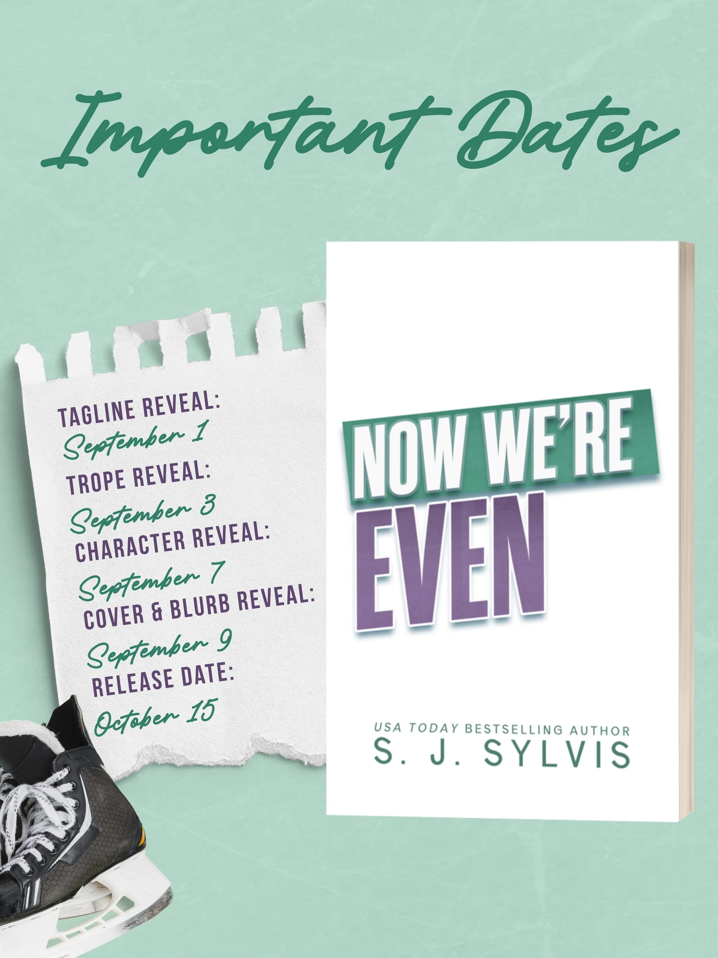 Mark your calendars 👏🏼💚 
Tagline reveal is later on today!! 
Now We&rsquo;re Even is coming soon! 🤭
#hockeyromance #sportsromancebooks #fakedating #bookstagram #bookrecs