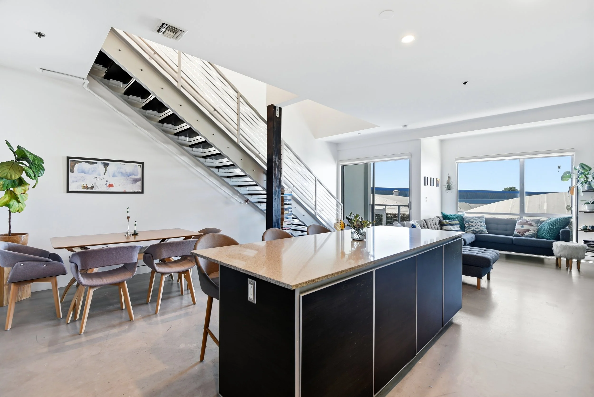 Open Concept Living Room at 11500 Tennessee Ave #324 West LA Loft