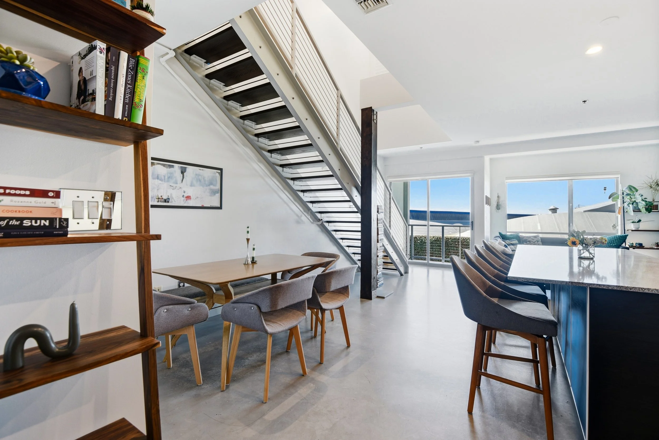 Open Concept Living Room at 11500 Tennessee Ave #324 West LA Loft