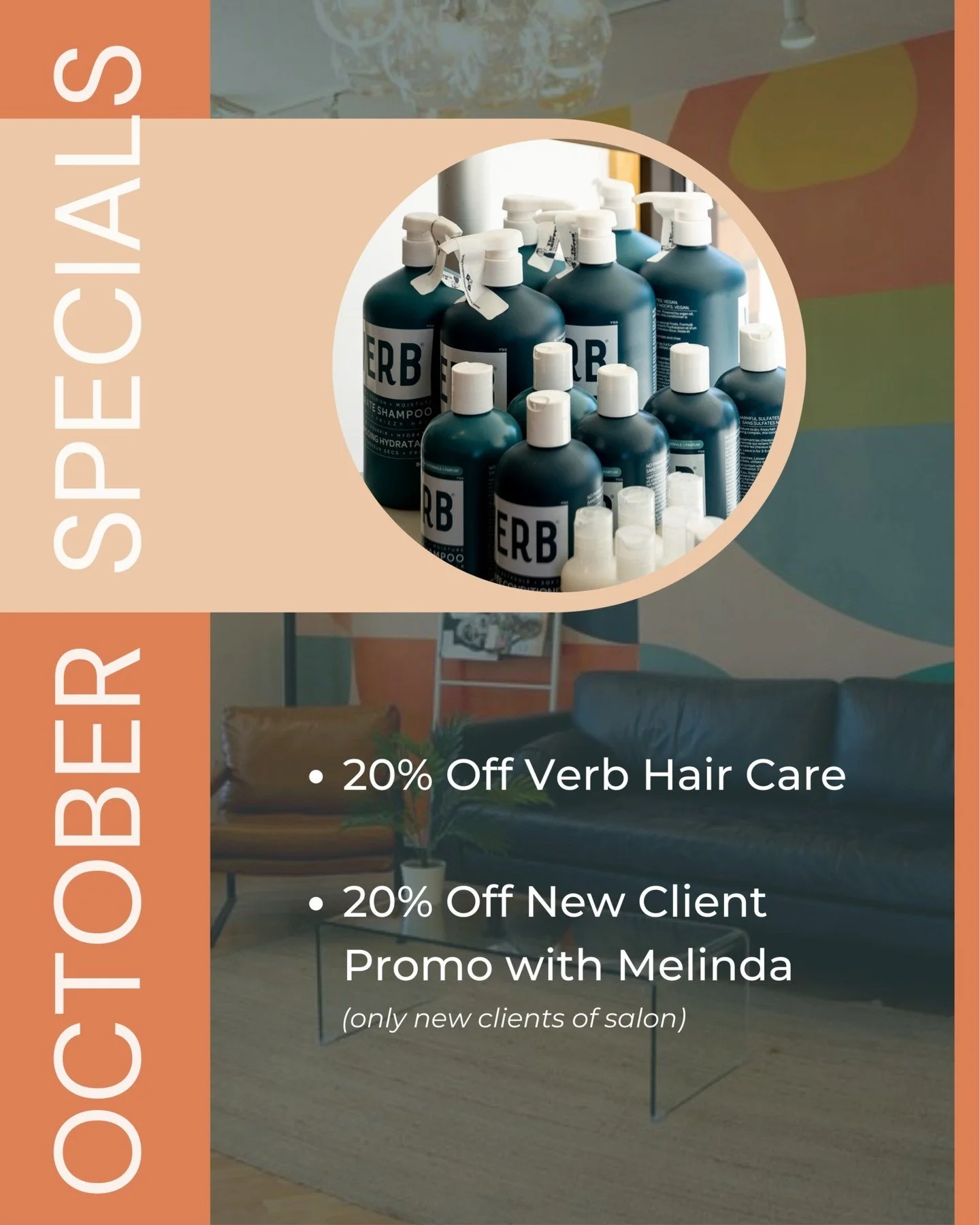 🍂 OCTOBER EXCLUSIVE 🍂

We&rsquo;re turning heads all month long &rarr;
💇&zwj;♀️ 20% OFF Verb Hair Care
🌟 20% OFF New Client Promo with Melinda

But hurry&hellip; when October ends, so do these deals. ⏳

📞 Call and book your appointment today: 44