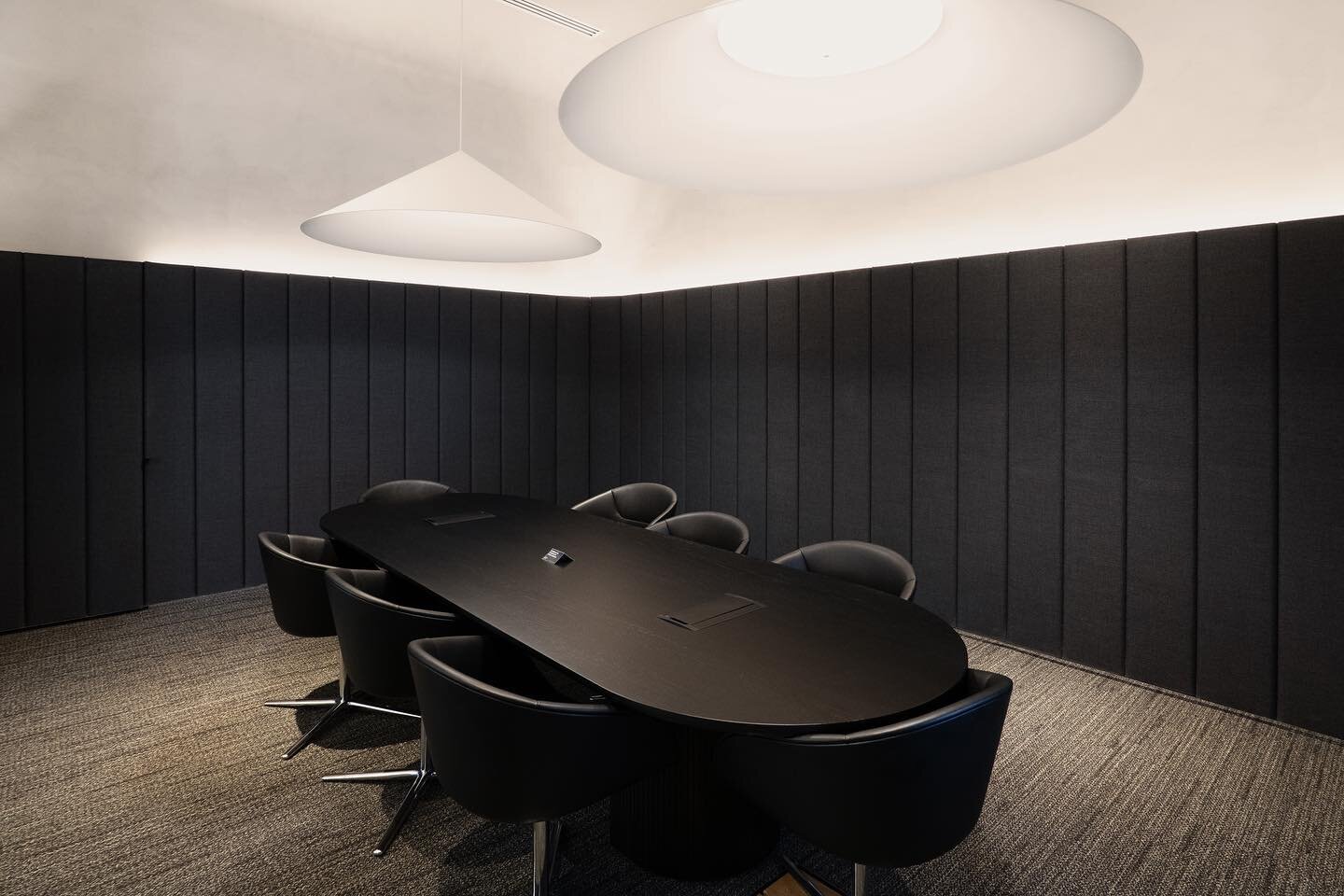 Central Park Meeting Room. Wall sound panelling and table constructed by #handwerkcabinetmakers