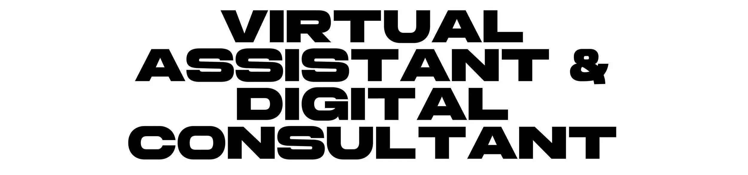 Text on a white background that reads "Virtual Assistant & Digital Consultant at BOURGIE Branding" in bold black letters.