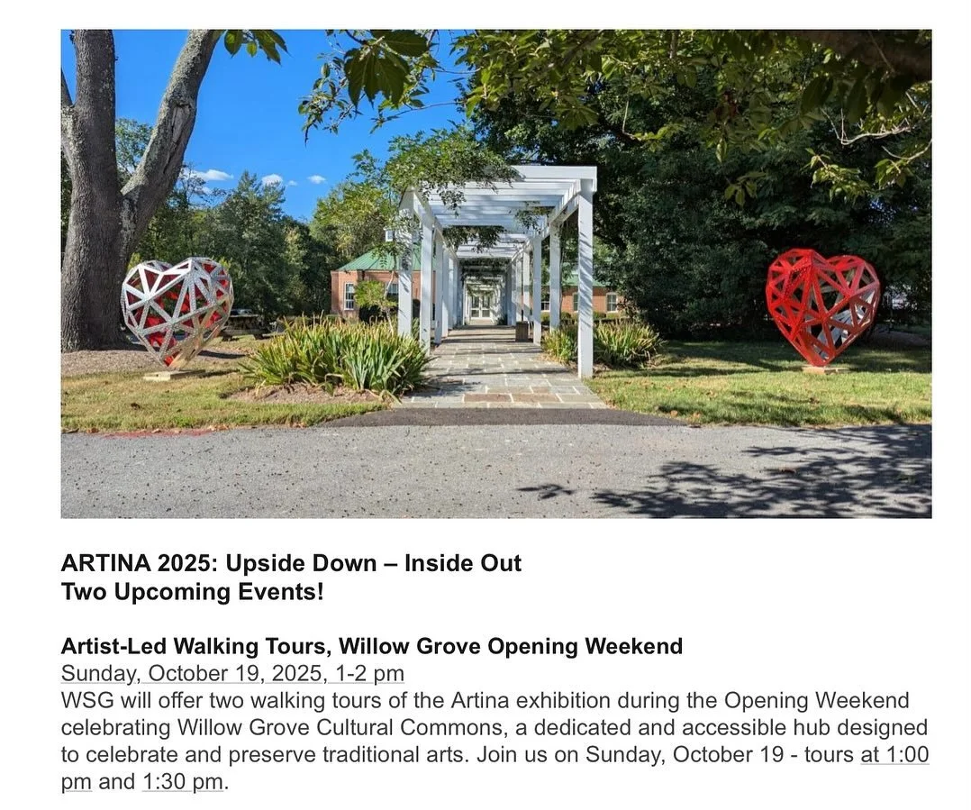 Artist led tours of Washington Sculptors Group Artina 2025: Upside Down-Inside Out at Sandy Spring Museum for the opening of the new Willow Grove wing. #washingtonsculptorsgroup #sandyspringmuseum @washingtonsculptors @sandyspringmuseum @joanathan.be