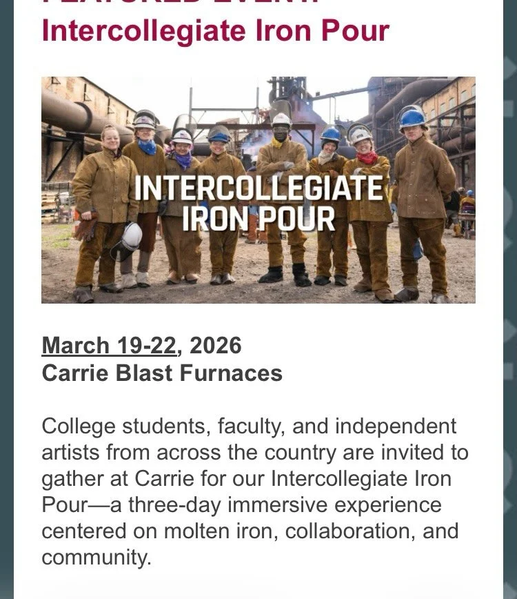 2026 Intercollegiate Iron Pour at Carrie Blast Furnaces, pop-up exhibition @riversofsteel @icccia_org #washingtonsculptorsgroup #icccia_org  @washingtonsculptors
