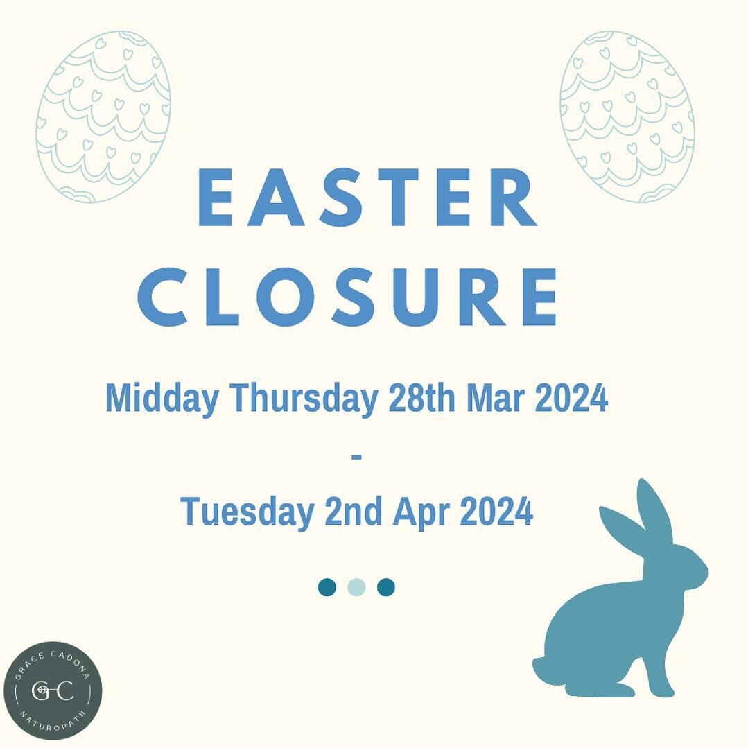 Easter clinic hours! Please get all supplement orders in before Thursday morning. Hope everyone has planned a nice relaxing break. 🐣🍫💝