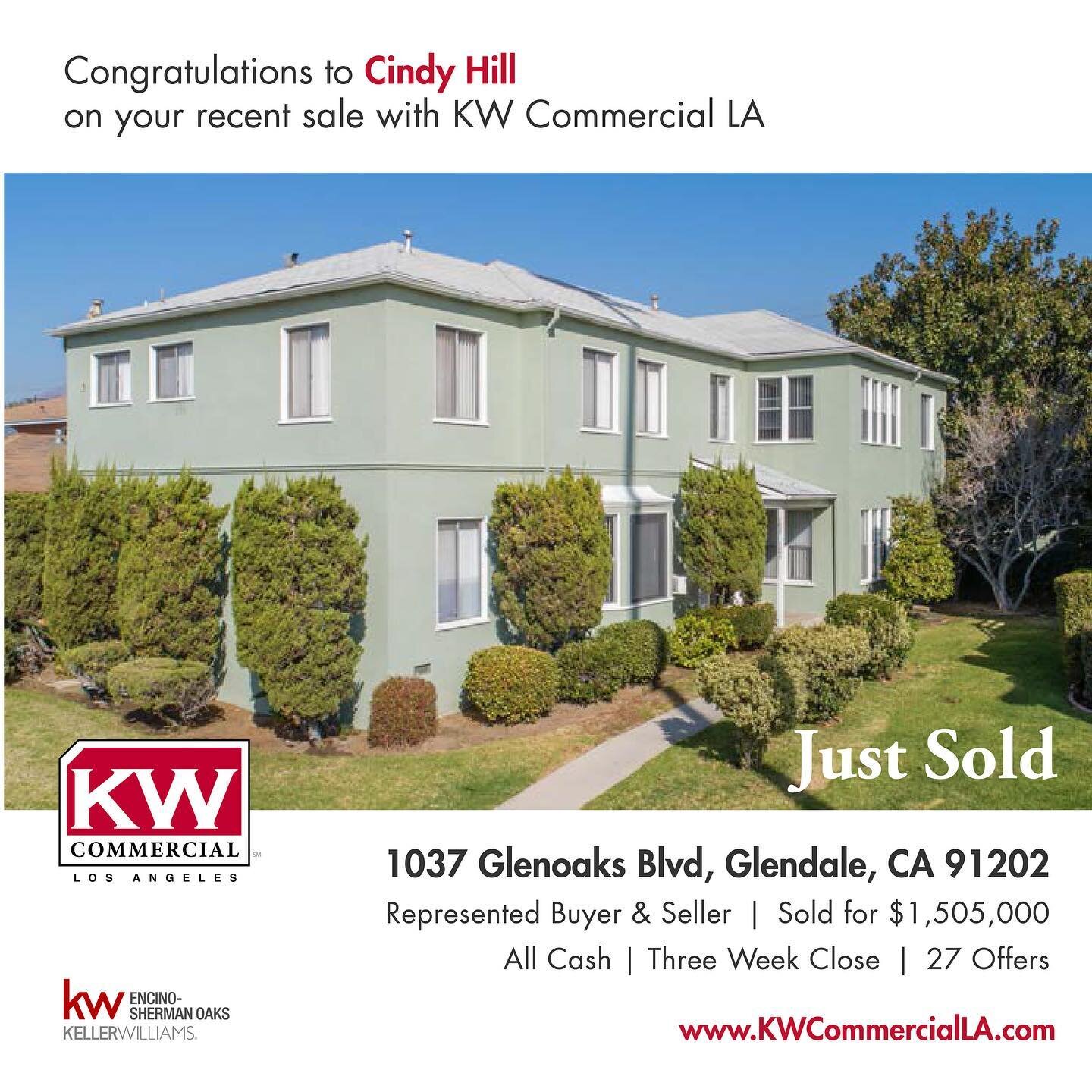 @harmahartouni , @dan.stueve and everyone at @kwcommercialla congratulate @chill77777 on her recent sale! Way to go! 🎉

#kwri #kweso #kwcommercialla #commercialrealestate #commerciallosangeles #newlisting #kwcommercial #lossngelesrealestate