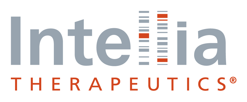 Logo for Intelia Therapeutics featuring the company name with stylized vertical lines resembling a DNA helix.