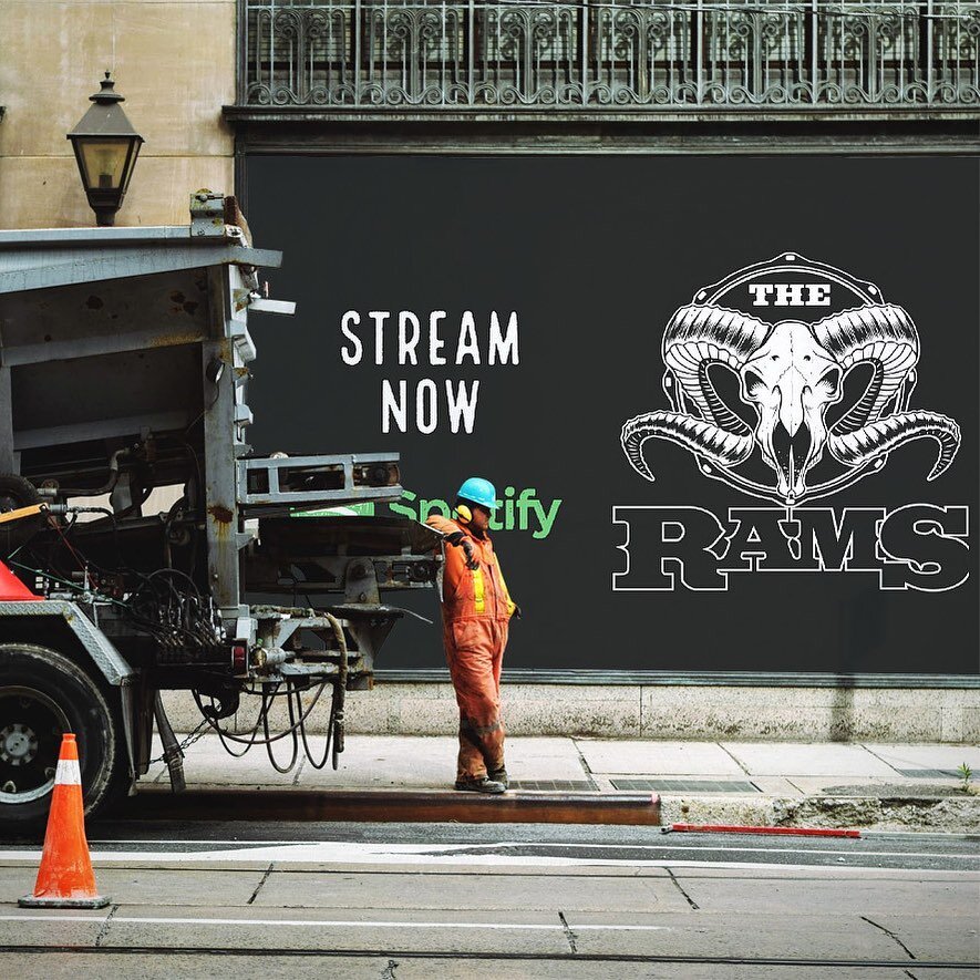 My buddies in @theramsbandofficial just released their first song&hellip; They ain&rsquo;t mucking about with the promo signage around town! 🐏 #streamit #centralcoastrockandroll