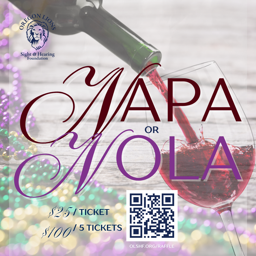 Napa or NoLo Raffle Graphic icon with wine glass and new orleans beads in background