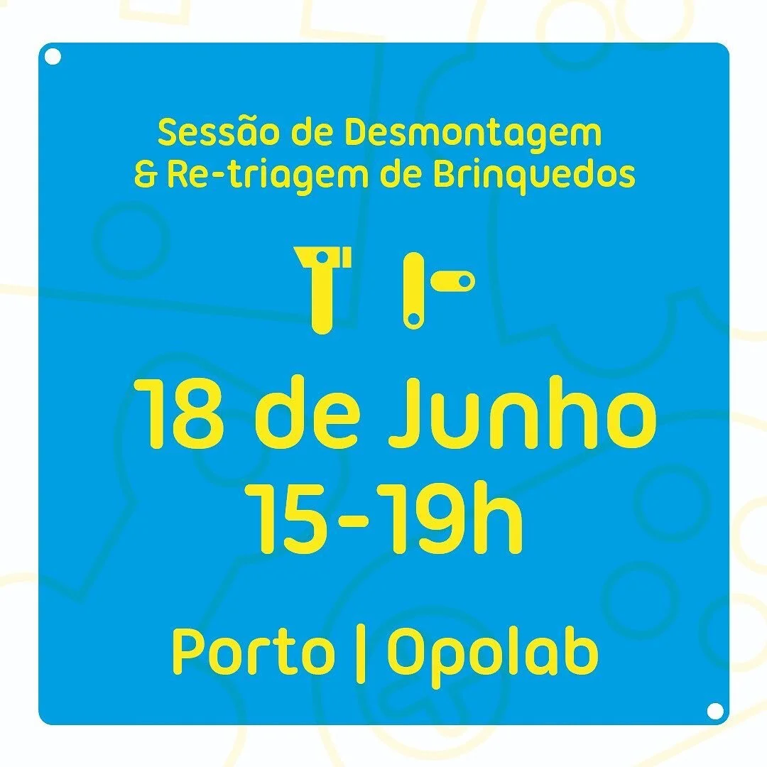 Convidamos-te a juntares-te à nossa equipa para a sessão de desmontar os brinquedos no âmbito do projeto @plasticreplay , esta sexta-feira dia 18 de Junho no @opolab - Rua D. João IV n.643 entre 15-19h. 

Vamos a isso?! 
Para qualquer dúvida ped
