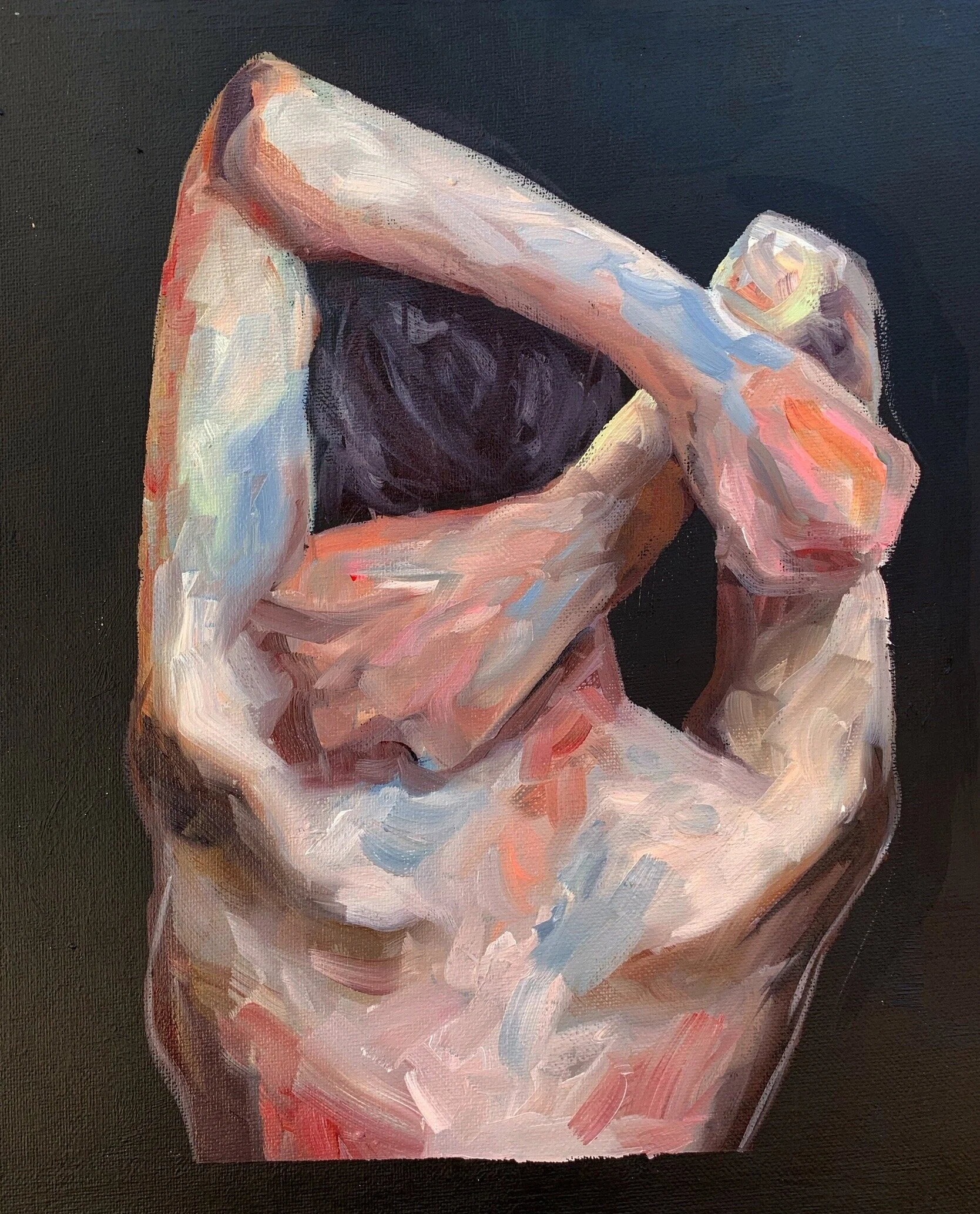 'Stretching' a3 Oil with Acrylic base on Canvas