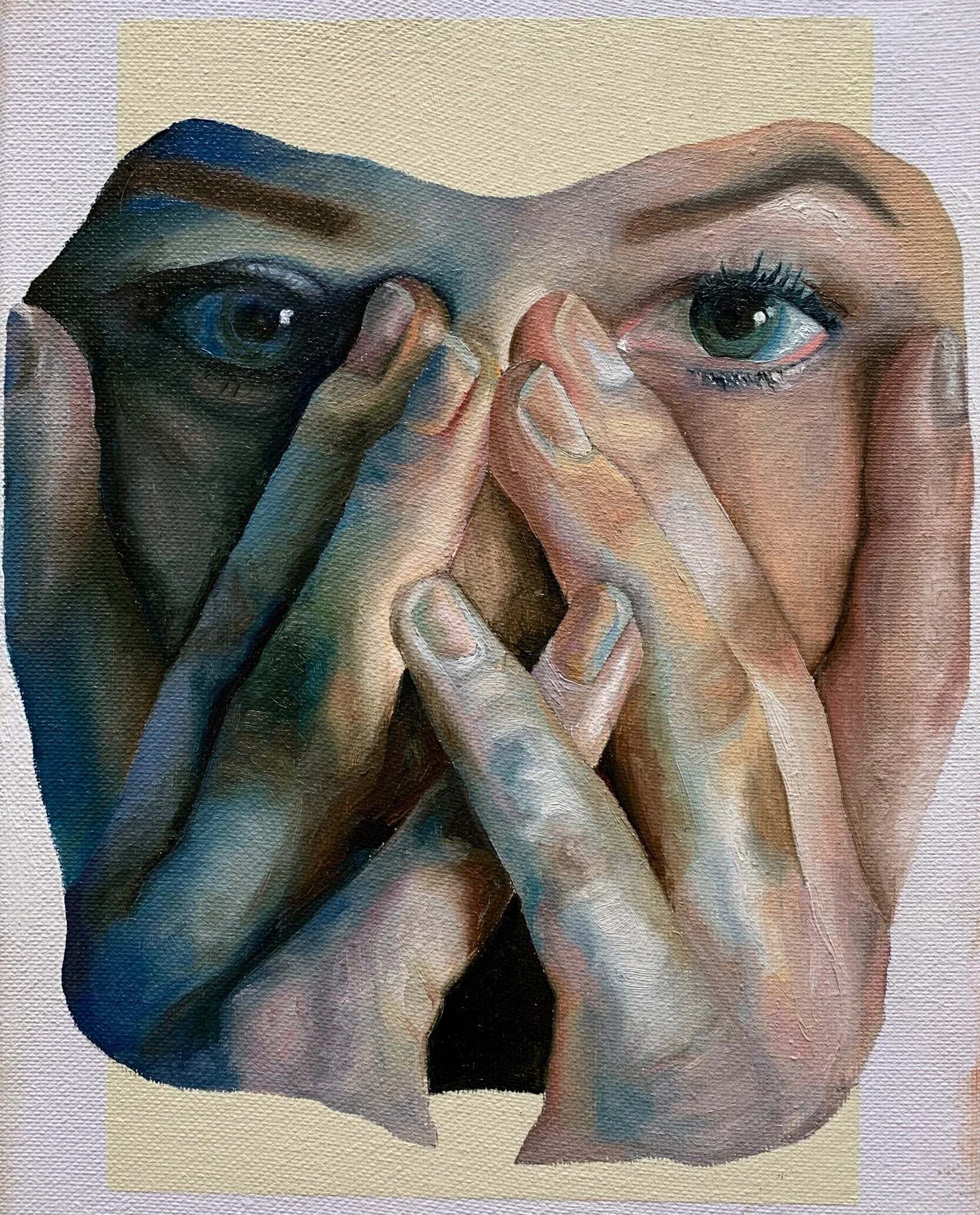 'Hiding Behind' a4 Oil & Acrylic on Canvas