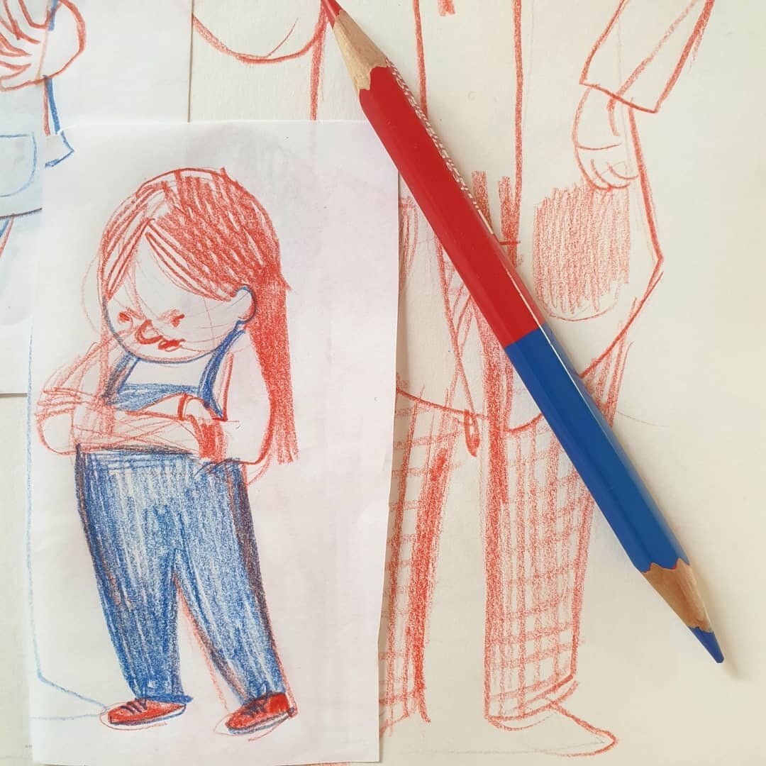 On the literal drawing board today, layout paper and all 🖍 I love drawing grumpy children ❤
.
.
#csacbi #portfolioclub #illo #illustrationforkids #booksforkids #sketchbookpages #wip #picturesmeanbusiness #authorillustrator #illustrator #illustration