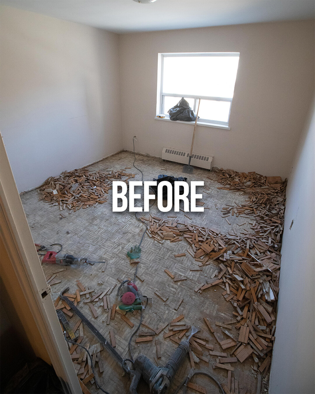 From 🤢 to 😍 

Flooring makes a HUGE difference &amp; shouldn&rsquo;t be forgotten when remodelling your home/apartment. At one of our latest renovation projects, we installed new laminate wood flooring, new baseboards &amp; shoe molding. Additional