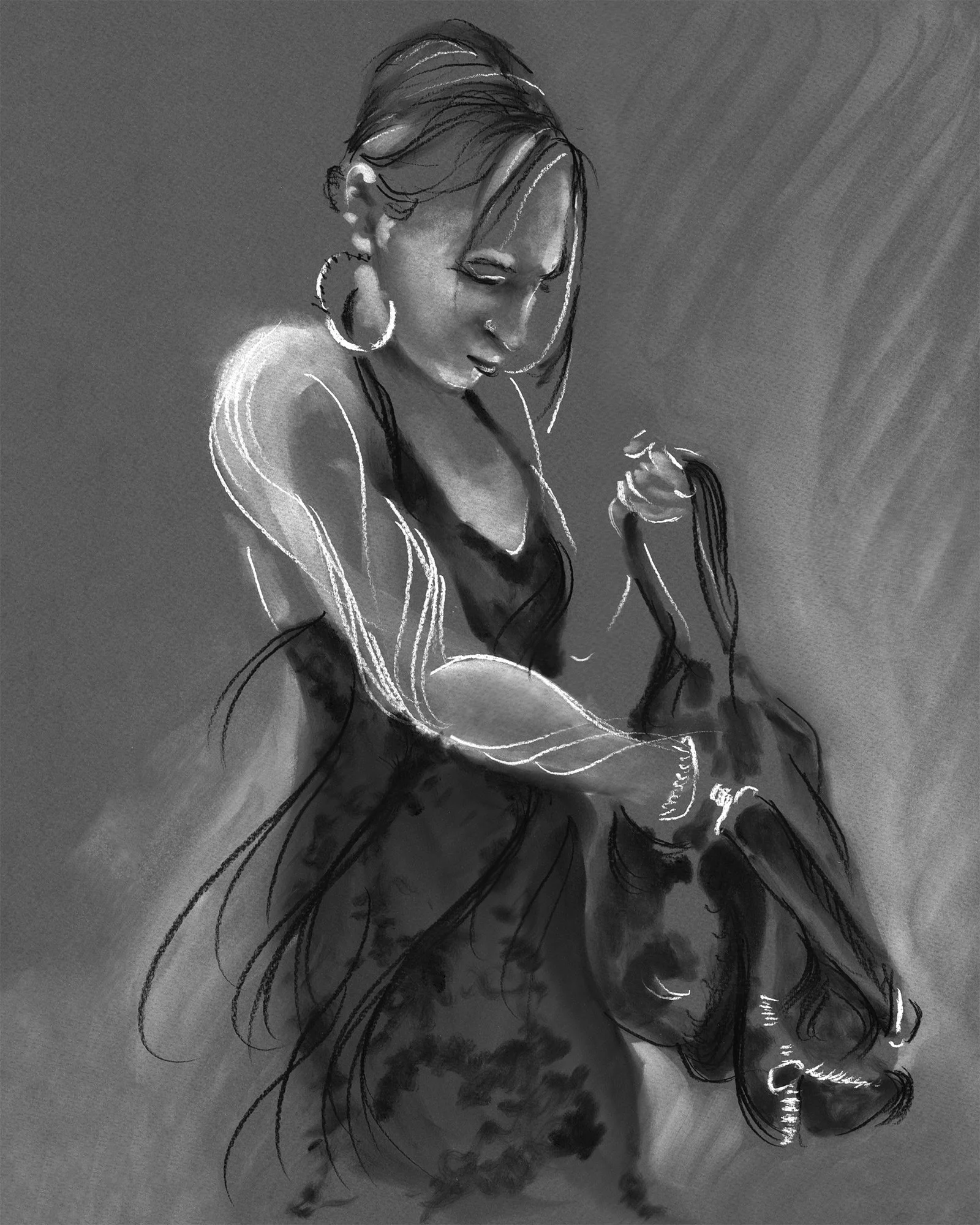 Fine art portrait drawing by Ioana Friedman, graphite on paper.