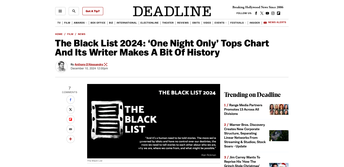 Deadline   2024 Black List 