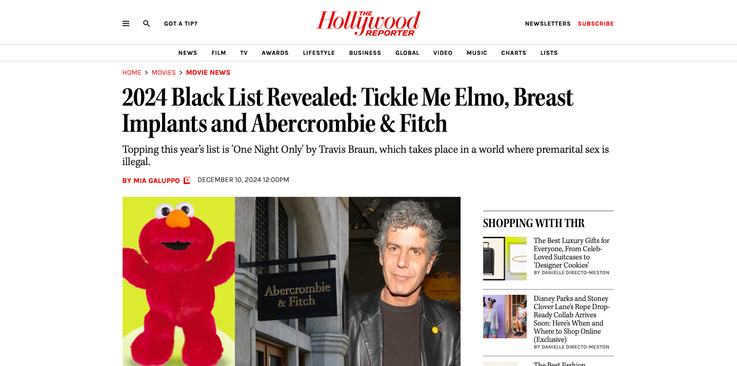 Hollywood Reporter   2024 Black List 