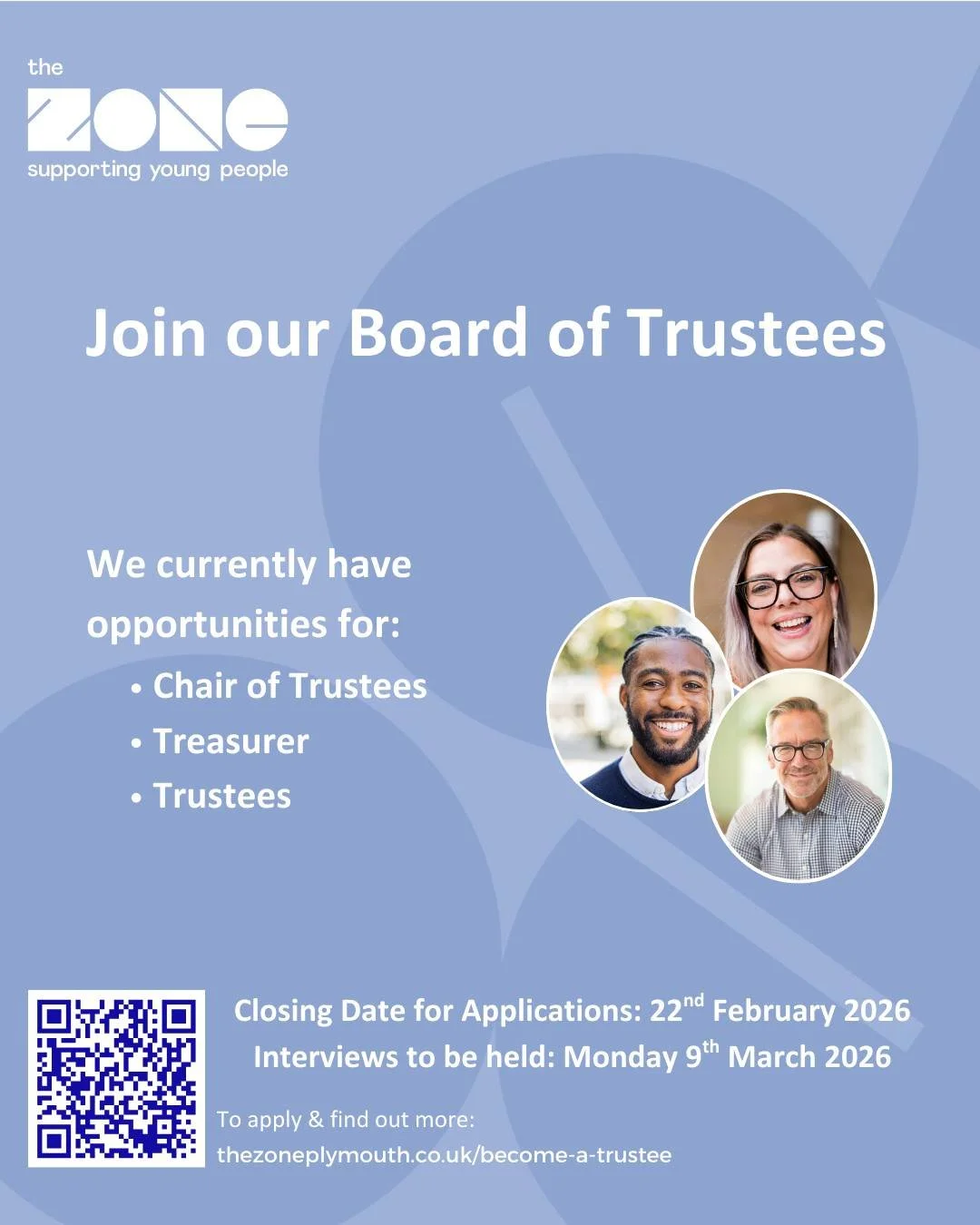 ✨ There&rsquo;s still time to help shape the future for young people in Plymouth✨

We&rsquo;re currently inviting applications for Chair of Trustees, Treasurer, and Trustee roles to join our Board. These voluntary positions offer an opportunity to br