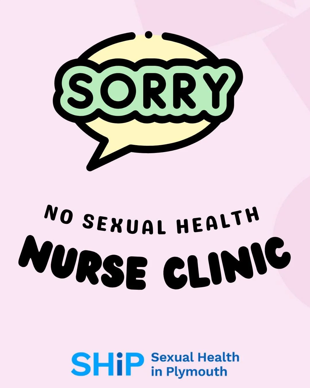 ⚠️ Sexual Health Nurse Clinic Update ⚠️

Unfortunately, due to staff sickness, the Sexual Health Nurse Clinic will not be running on Friday (5th) or Monday (8th) June.

We apologise for any inconvenience this may cause and thank you for your understa