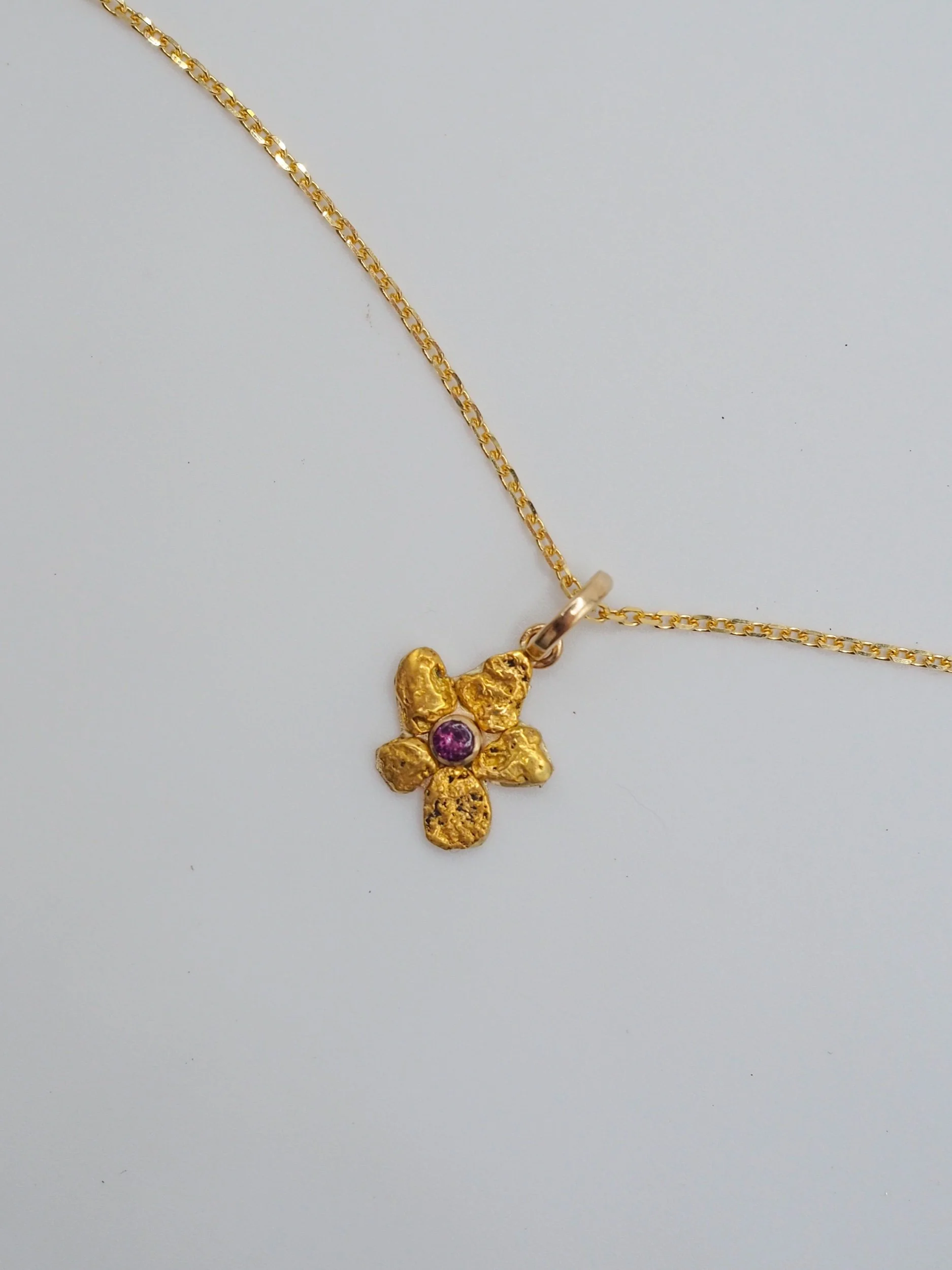 Amethyst and Gold Flower Charm