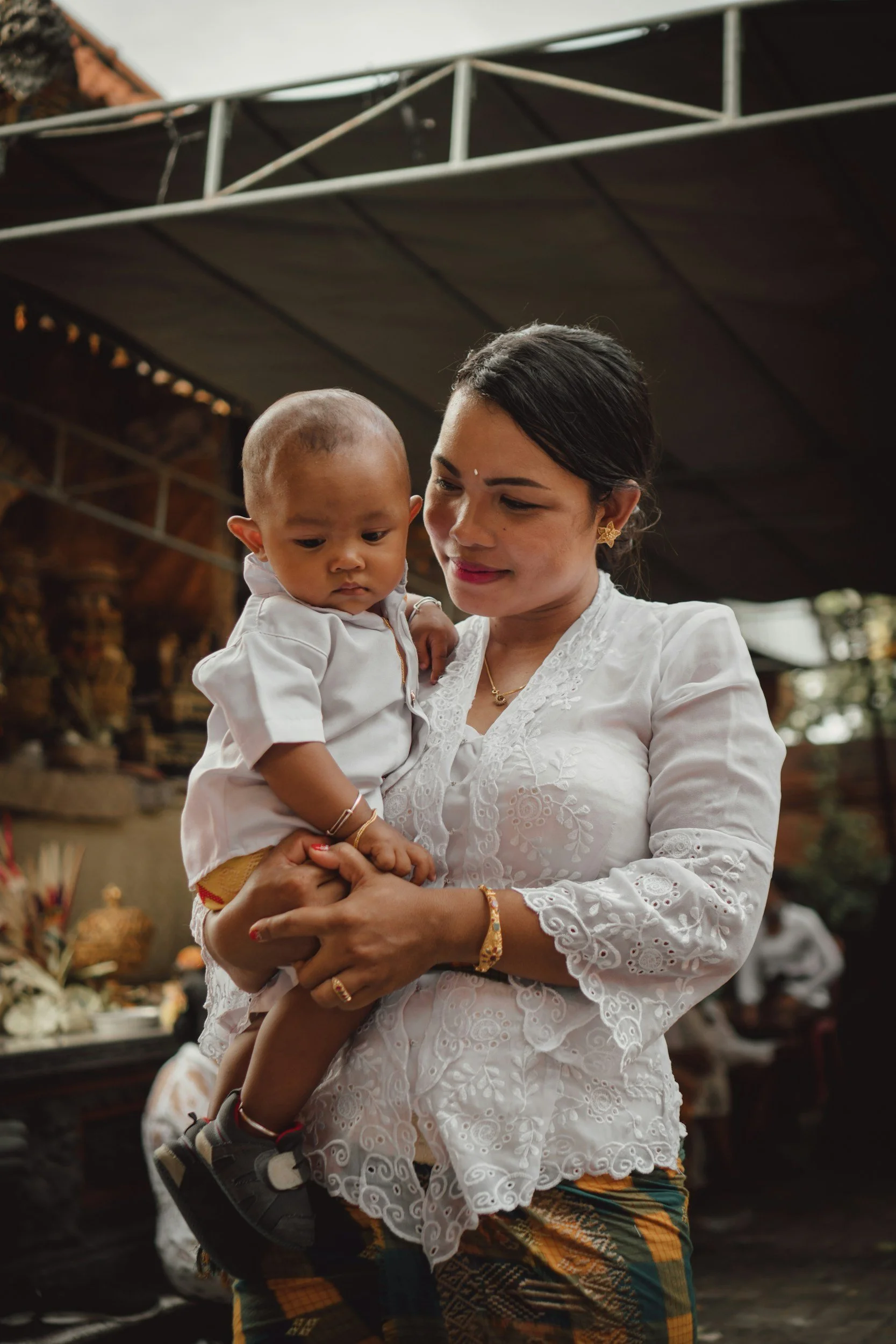 mom holding a sweet baby