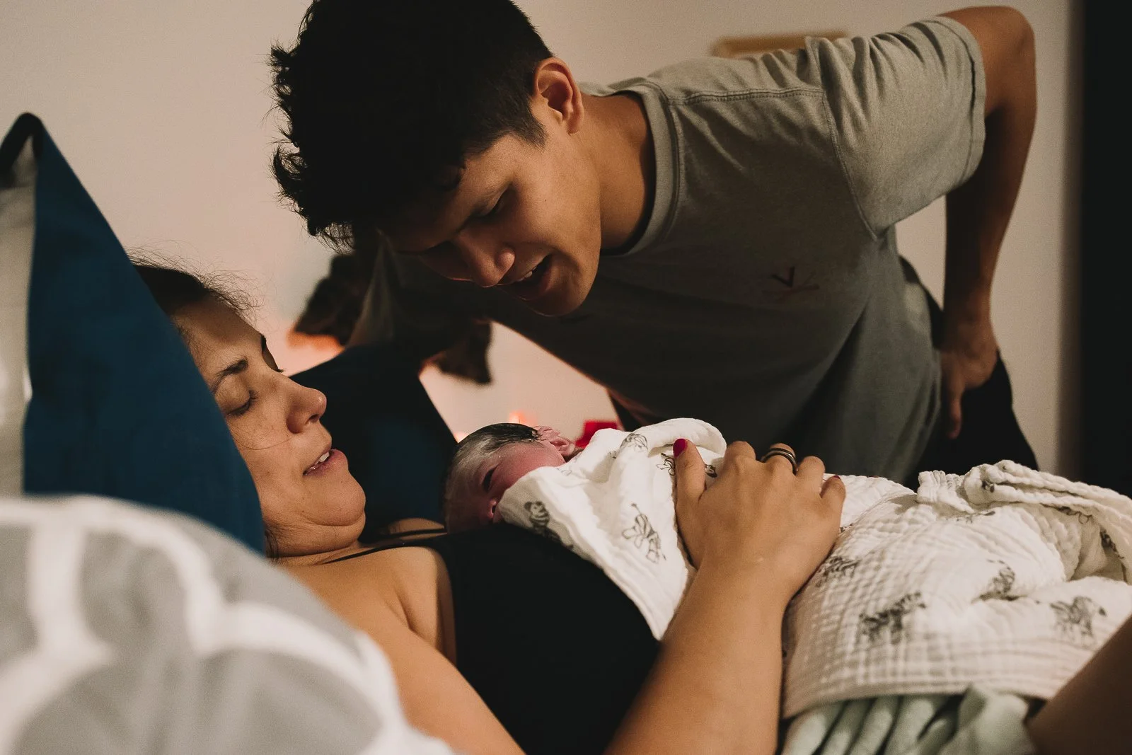 Mom and baby resting after birth