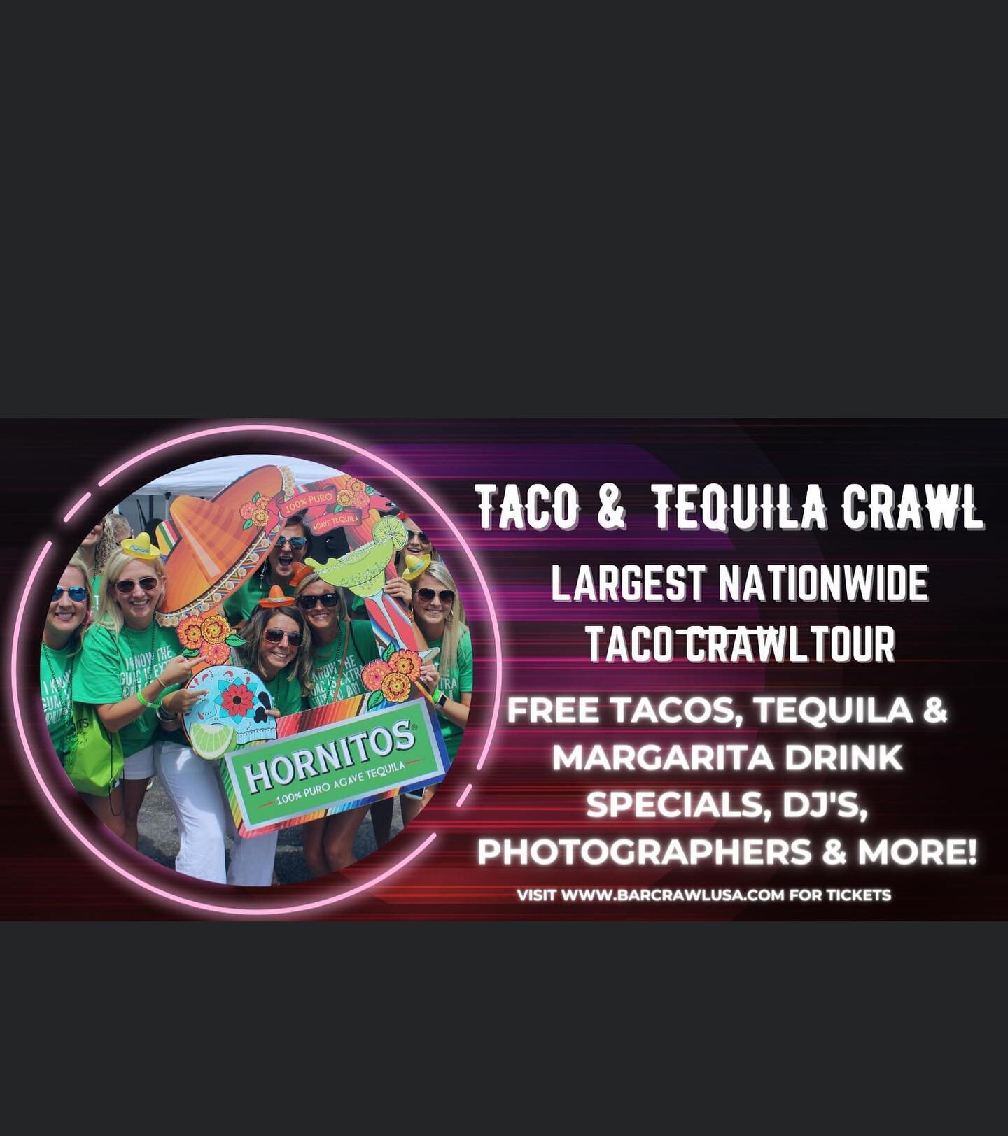 This SATURDAY! @suspence_6 will be waking you up by spinning the tunes!! We will have Tacos 🌮, Drink Specials, Chips &amp; Salsa, and a WHOLE LOT OF FUN!!! Make sure you go to @barcrawlusa to register today!!!! 

#theloungegvl #greenville360 #drinks