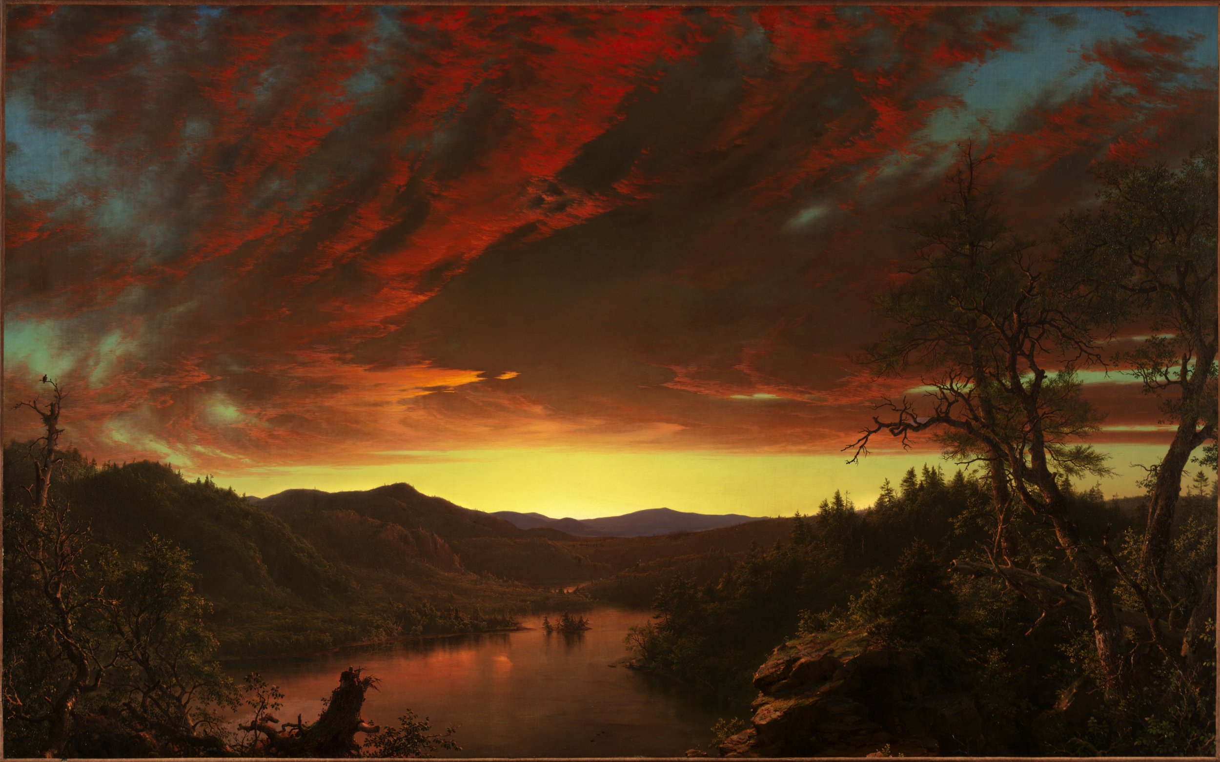 TWiLIGHT IN THE WILDERNESS, by Frederic Church (1860) 
(Credit: Twilight in the Wilderness, 1860, oil on canvas, 40 × 64 in., The Cleveland Museum of Art, Mr. and Mrs. William H. Marlatt Fund, 1965.233)

