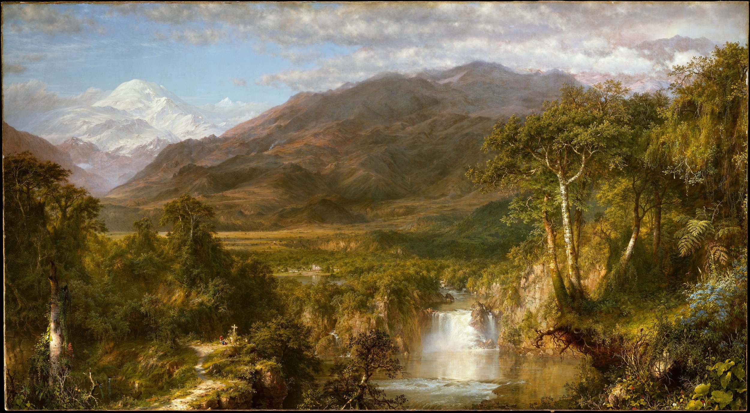 THE HEART OF THE ANDES, by Frederic Church (1859). 
(Credit: The Heart of the Andes, 1859, oil on canvas, 66 1/8 × 120 3/16 in., The Metropolitan Museum of Art, New York, Bequest of Margaret E. Dows, 1909, 09.95)
