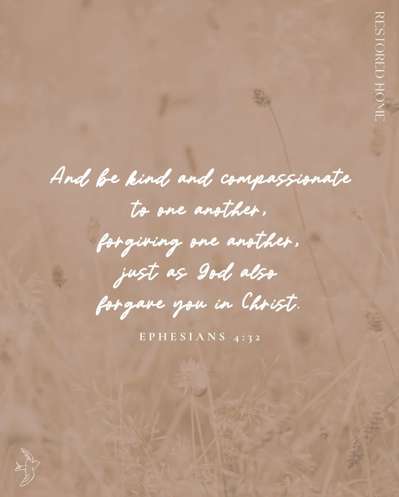 M O N D A Y  R E S T
And be kind and compassionate to one another, forgiving one another, just as God also forgave you in Christ.
EPHESIANS 4:32
.
Restored Home works alongside the Church to equip and lead women shattered by betrayal, abandonment and