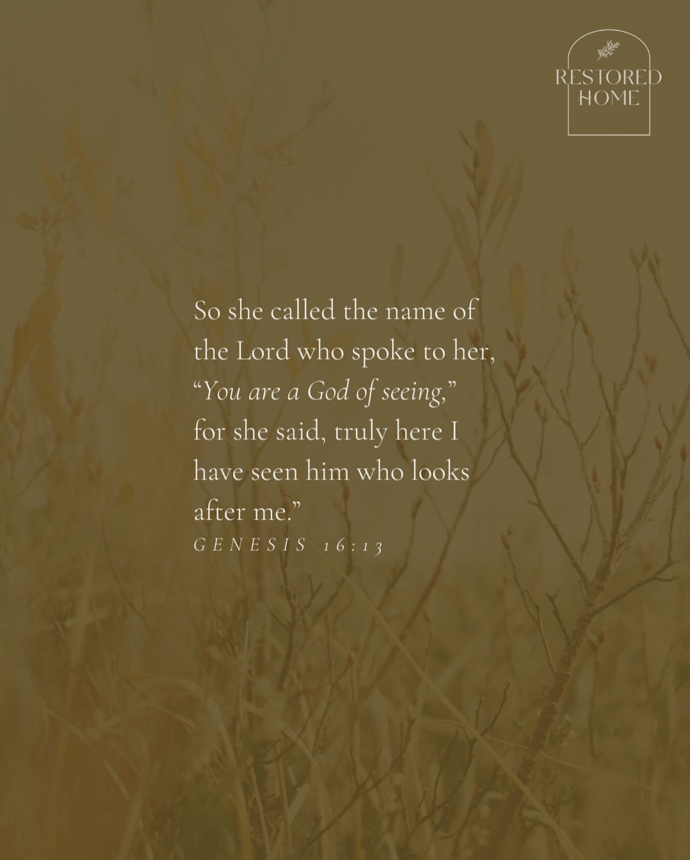 ( W E D N E S D A Y !) R E S T
So she called the name of the Lord who spoke to her, &ldquo;You are a God of seeing,&rdquo; for she said, truly here I have seen him who looks after me.&rdquo;
GENESIS 16:13
.
Restored Home works alongside the Church to