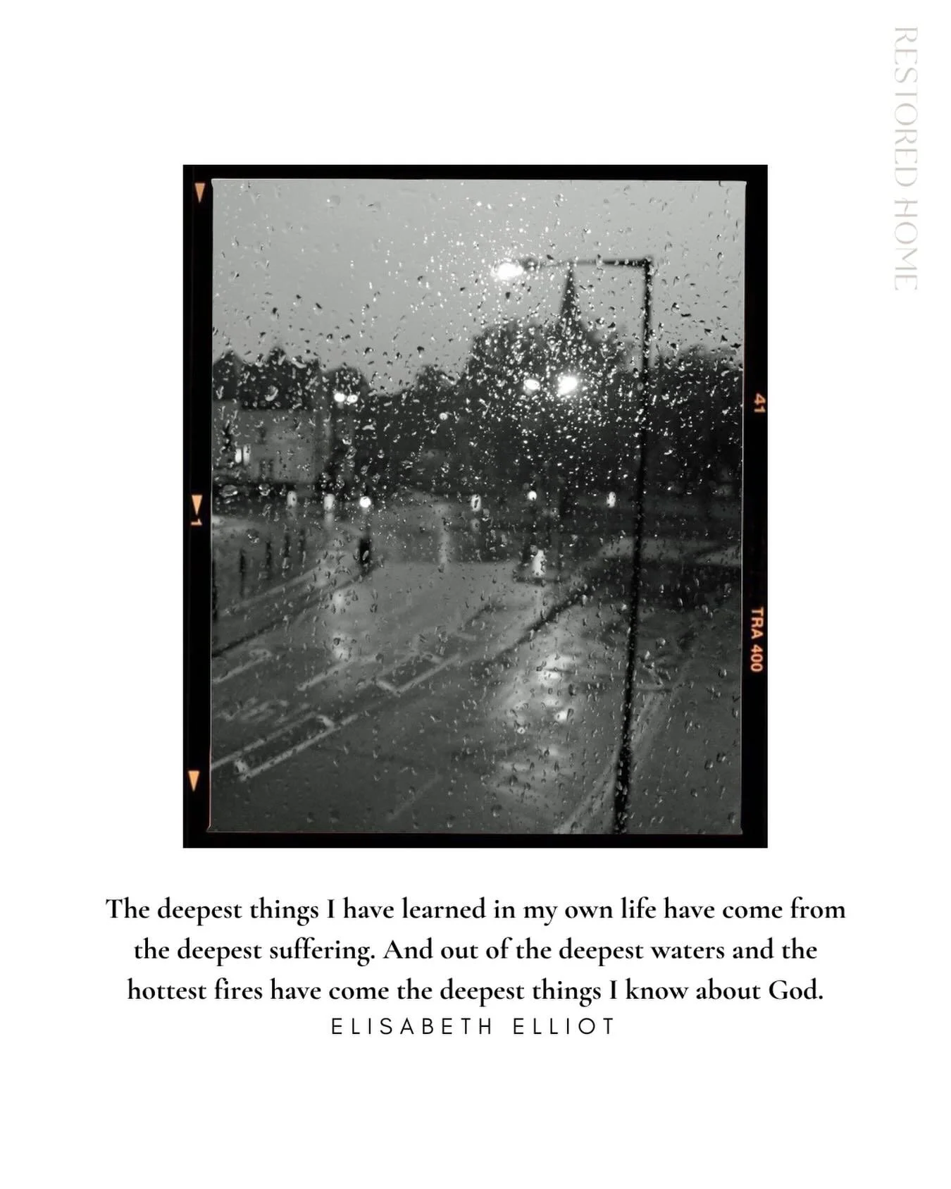 D E E P E S T
The deepest things I have learned in my own life have come from the deepest suffering. And out of the deepest waters and the hottest fires have come the deepest things I know about God.
ELISABETH ELLIOT
:
Let&rsquo;s pause in the messy 