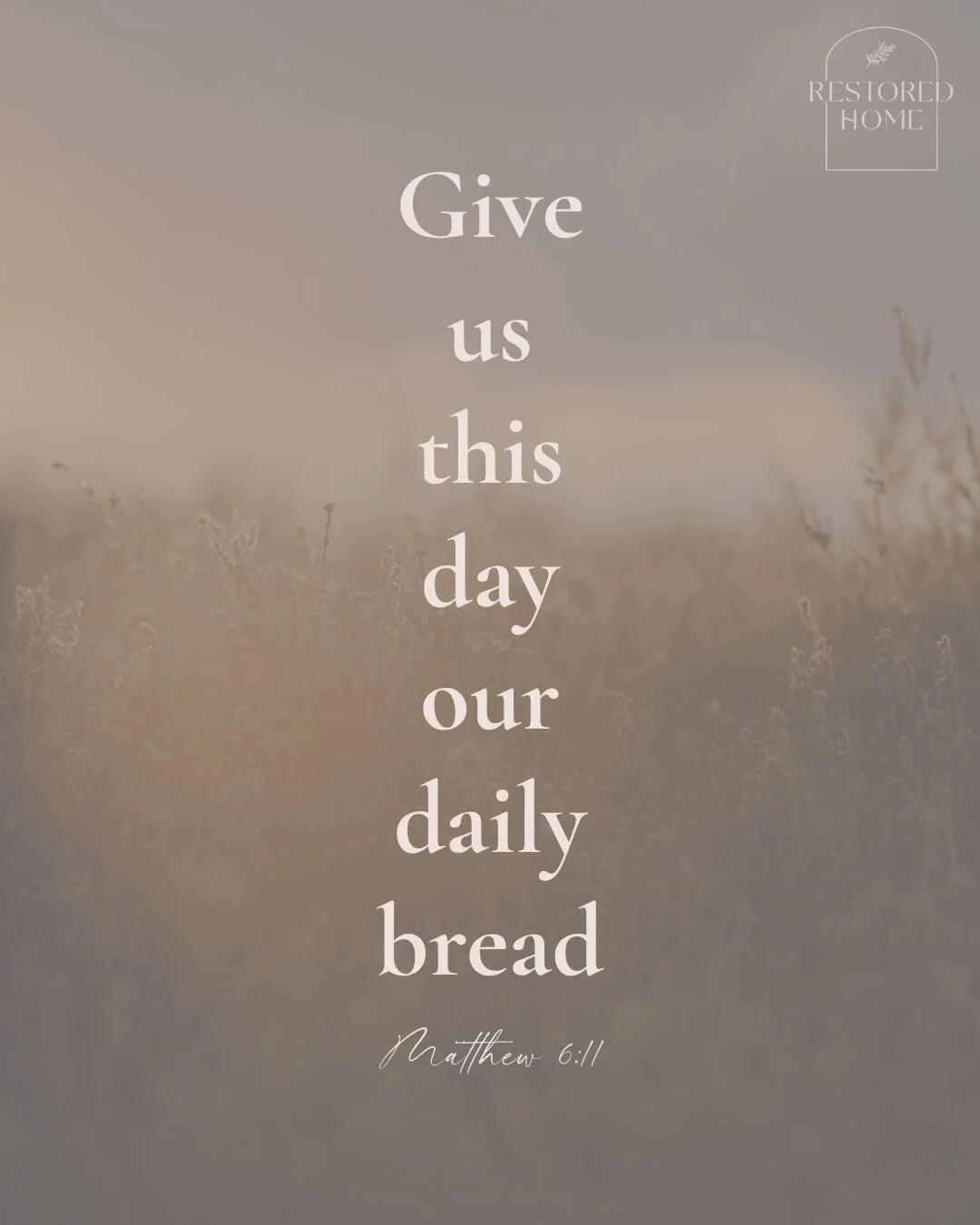 R E S T
Give
us
this
day
our 
daily 
bread
MATTHEW 6:11

restoredhome.org/sunset 
.
Restored Home works alongside the Church to equip and lead women shattered by betrayal, abandonment and unwanted divorce towards the God who restores.
www.restoredhom