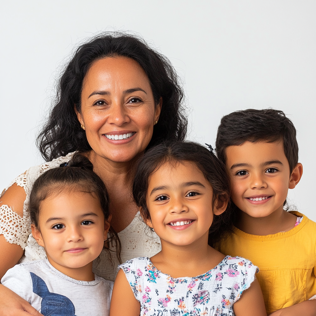 aidev8206_latina_mother_with_children_white_background_age_55_-_f6d3ab0e-ae86-412d-a2fe-556914b6b81b.png