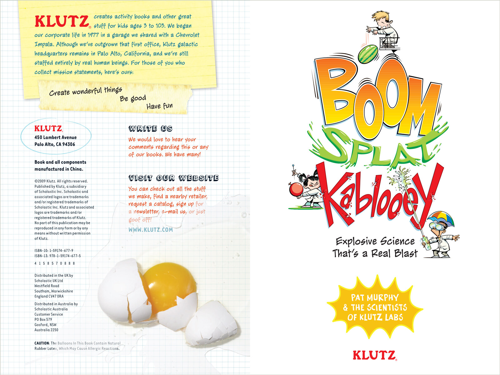 Klutz Book Art Direction: Boom Splat Kablooey interior page sample