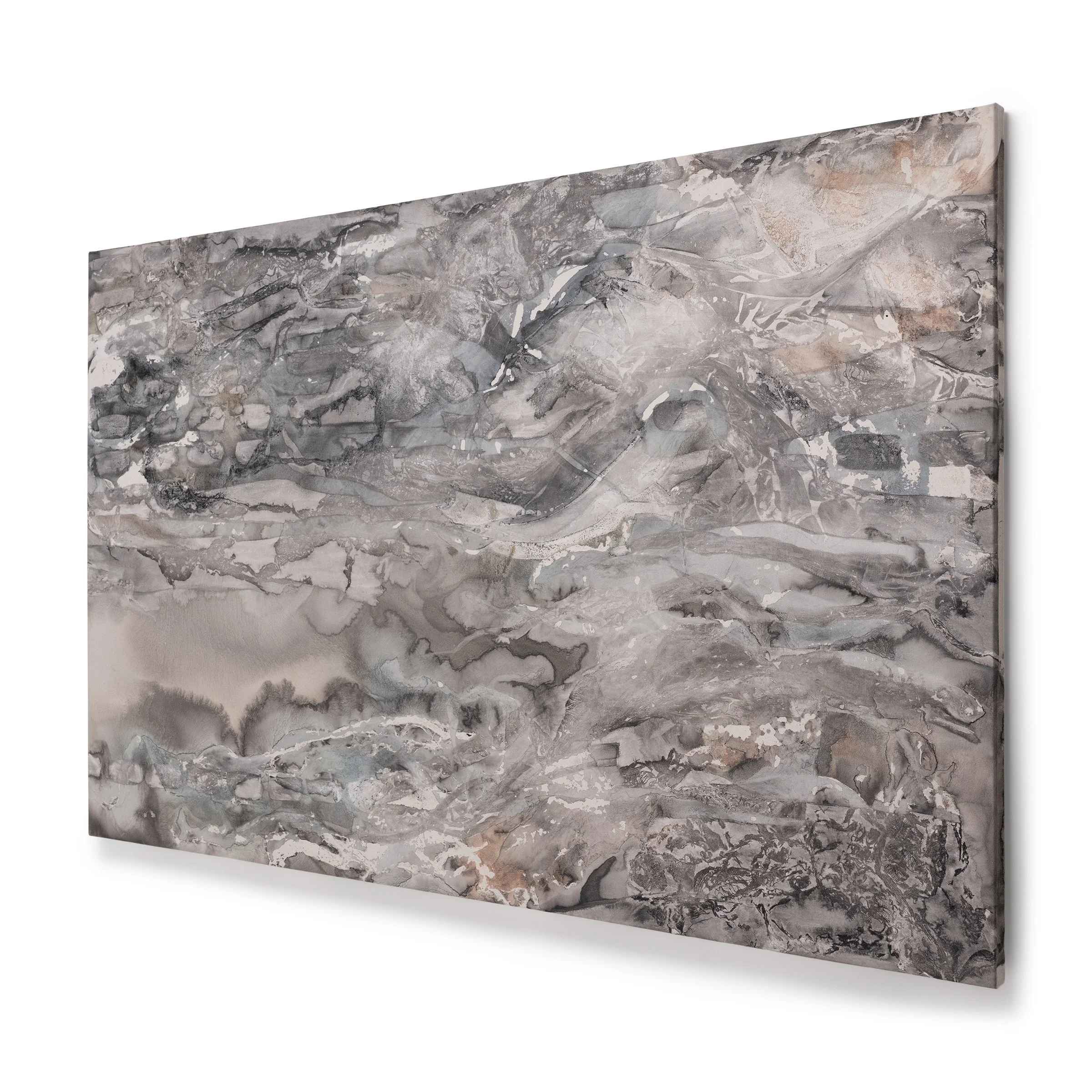 Limestone, ink and emulsion paint on canvas, 150x250cm / 59x98in, 2024